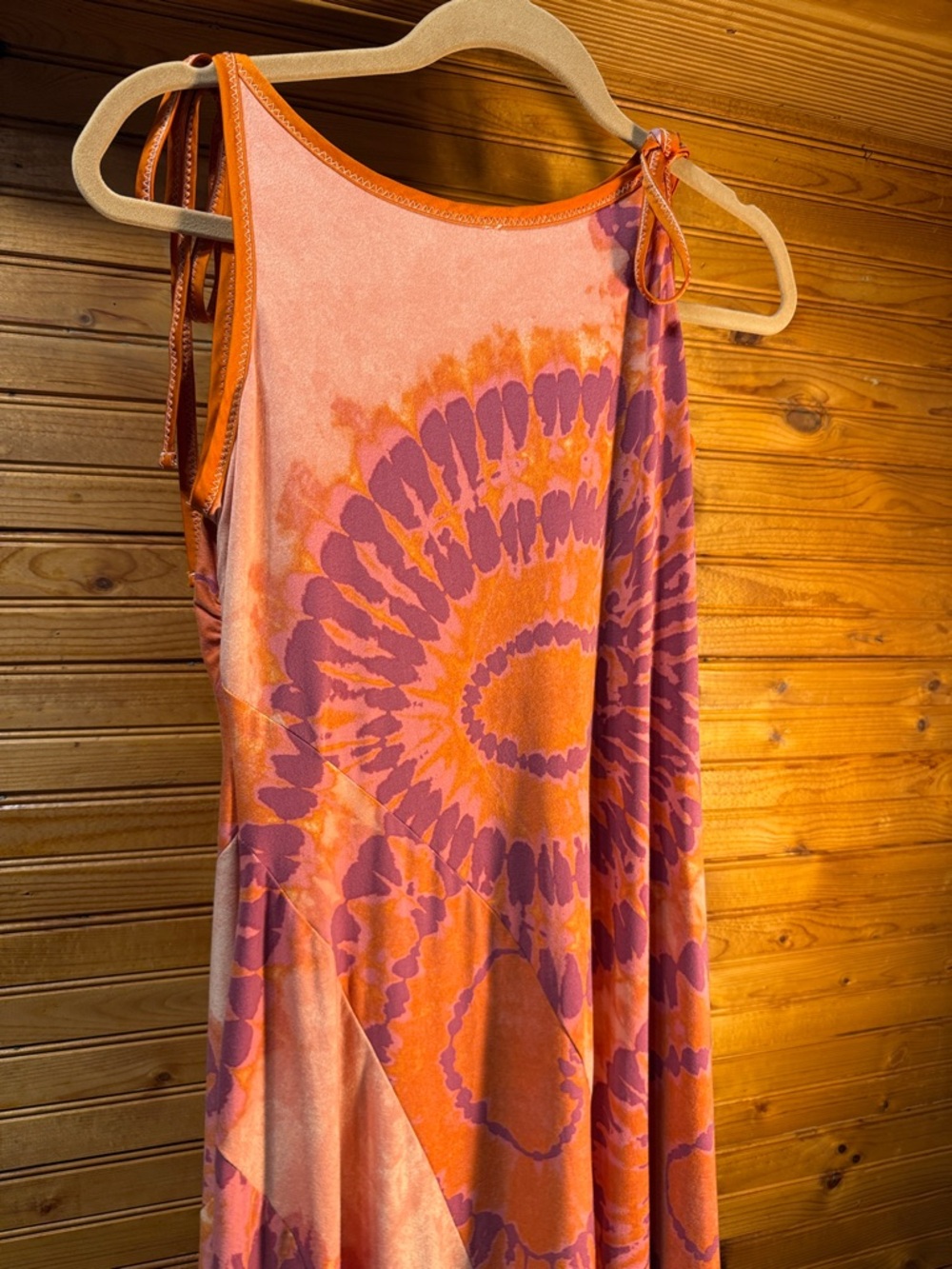 Free People Stevie canyon combo Orange and Purple Tie-Dye Midi Dress - Picture 3 of 7